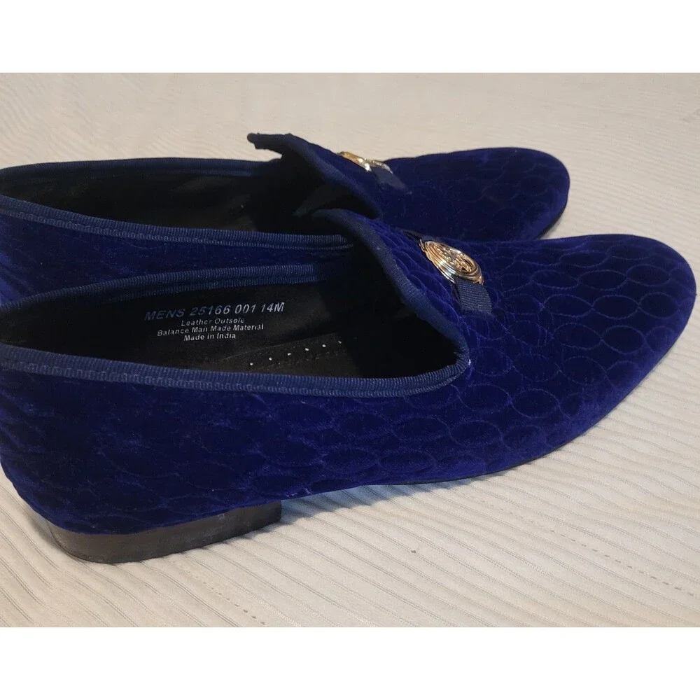 Stacy Adams Blue Velvet Loafers Size 14W